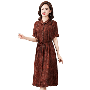 香妮芬红色时尚洋气收腰真丝香云纱连衣裙2025新款夏季桑蚕丝裙子