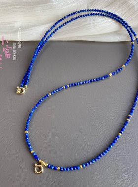 天然青金石超细2mm项链 女款毛衣链吊坠长项链挂扣葫芦挂件吊坠链
