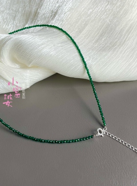 原创祖母绿色尖晶石颈链女款锁骨链叠戴马卡龙S925可调节项链轻奢