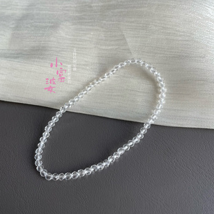 3mm极细白水晶手串弹力消磁石小圆珠刻面女款手链东海人造尖晶石