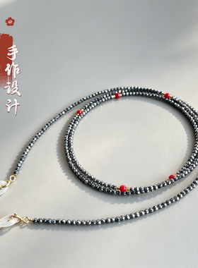 超闪太赫兹银灰色长链女款毛衣链 2mm眼镜链耳机防丢链皮筋多层