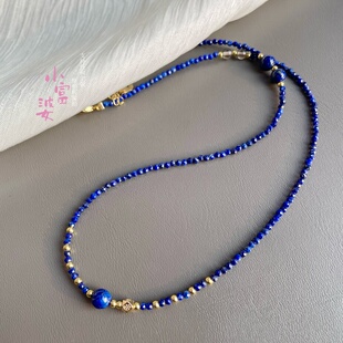 天然青金石项链女款手作汉服搭服装锁骨链高级感颈链配饰2025新款