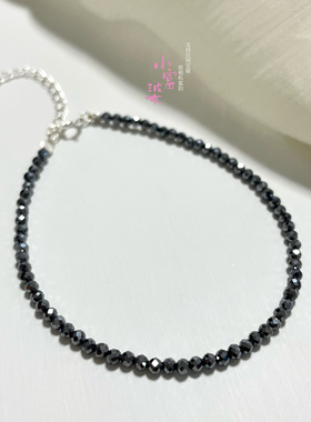 天然石太赫兹刻面极细手链女款磁石素圈手串925纯银尾链轻奢时尚
