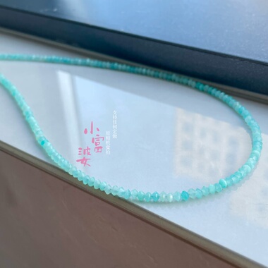 薄荷绿色冰透天河石菱形刻面锁骨链天然石新季百搭女款项链925银