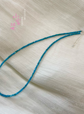 巴西帕拉伊巴碧玺色蓝磷灰石水晶串珠项链女新款高级感锁骨链颈链