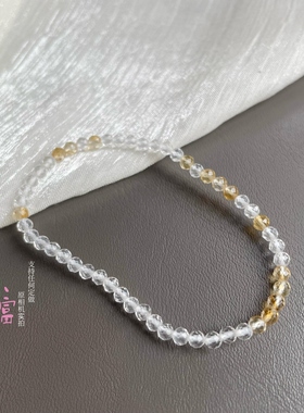 超显白 轻奢高级感十足天然白水晶黄晶刻面3mm简约女款手链弹力串