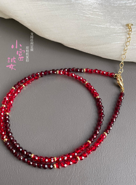 当季新款锁骨链红色安克拉深红渐变色女款项链小红书热门明星同款