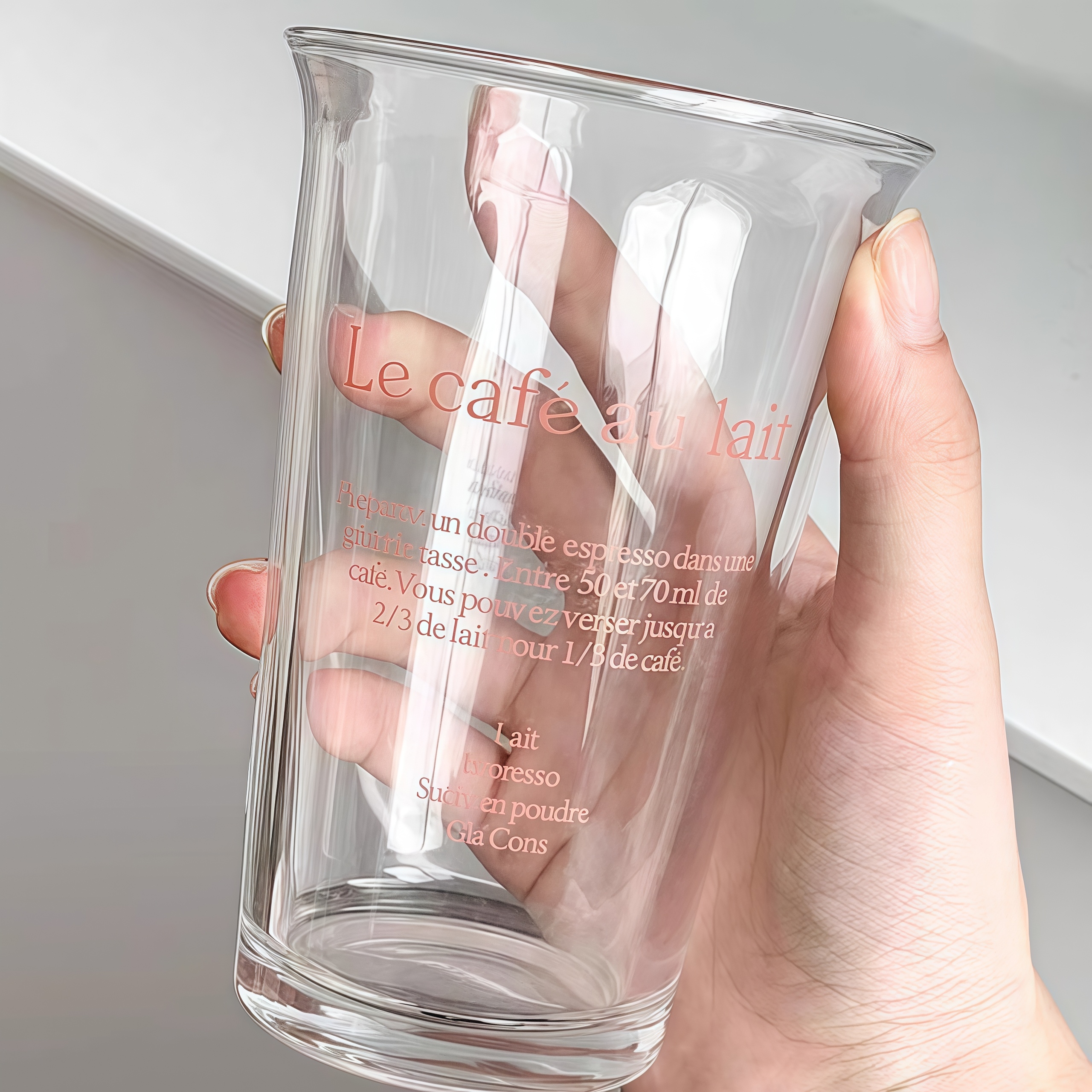 INS风高颜值字母玻璃杯家用翻口早餐牛奶办公茶水杯耐热 咖啡杯