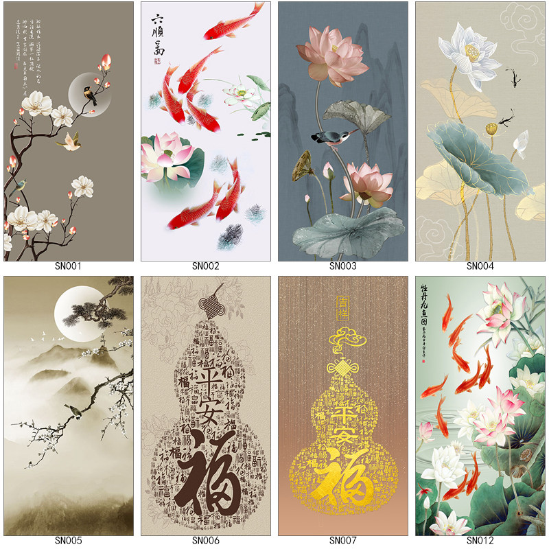 新中式现代半透明屏风纱画乔其纱简约定制艺术客厅隔断玄关定制画