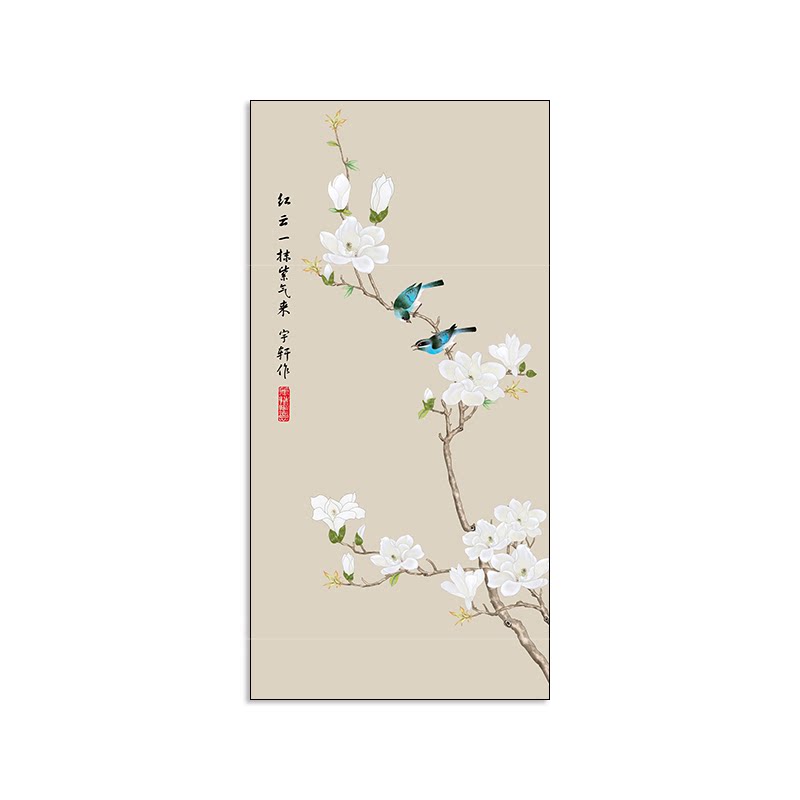 新中式现代半透明屏风纱画乔其纱简约定制艺术客厅隔断玄关定制画