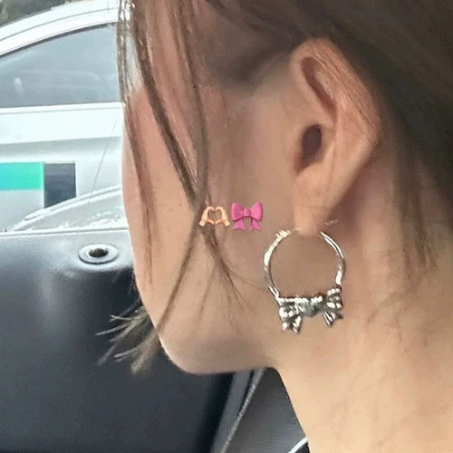 onnuk爱心蝴蝶结少女耳环