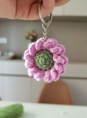 成品～手工编织毛线钩织雏菊花挂饰挂件创意手作钥匙扣包包饰品