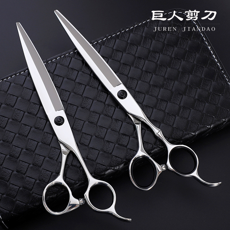 7寸440C美发剪刀平剪 徒手综合大切口柳叶理发剪刀