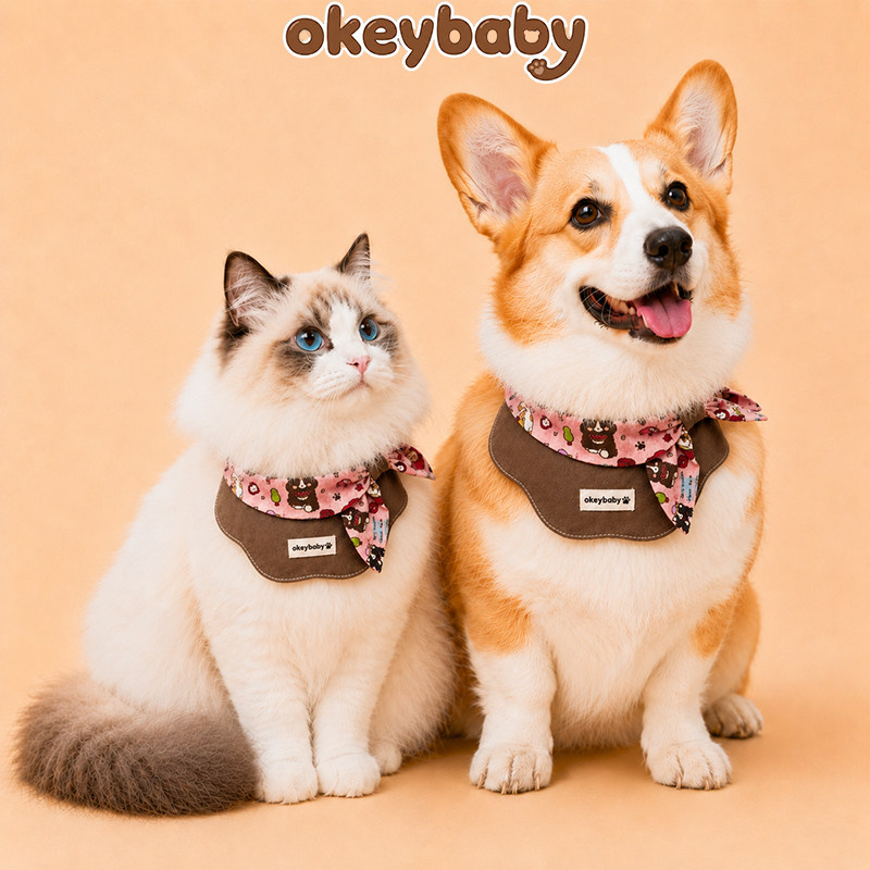 okeybaby原创宠物口水巾围兜猫咪狗狗可爱装饰围脖小型犬围巾配饰