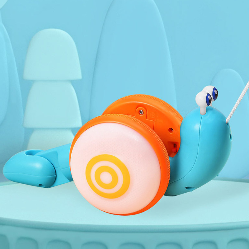 牵线发光牵绳蜗牛玩具儿童车拖拉牵引会爬行的拉线纤绳移动小蜗牛