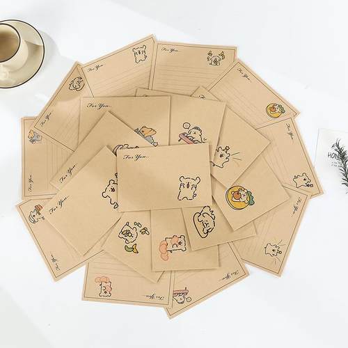 牛皮纸线条狗狗信封信纸套装可爱卡通生日贺卡留言表白情书收纳袋