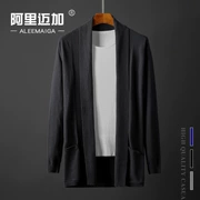 Áo len dệt kim nam mùa thu 2019 của Alimaijia trong xu hướng dài của phiên bản Hàn Quốc của áo len tự trồng - Cardigan