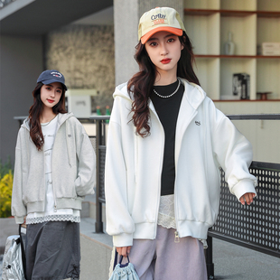 骄骄虎女大童2025春秋新款 外套初中生高中生连帽卫衣针织上衣7028