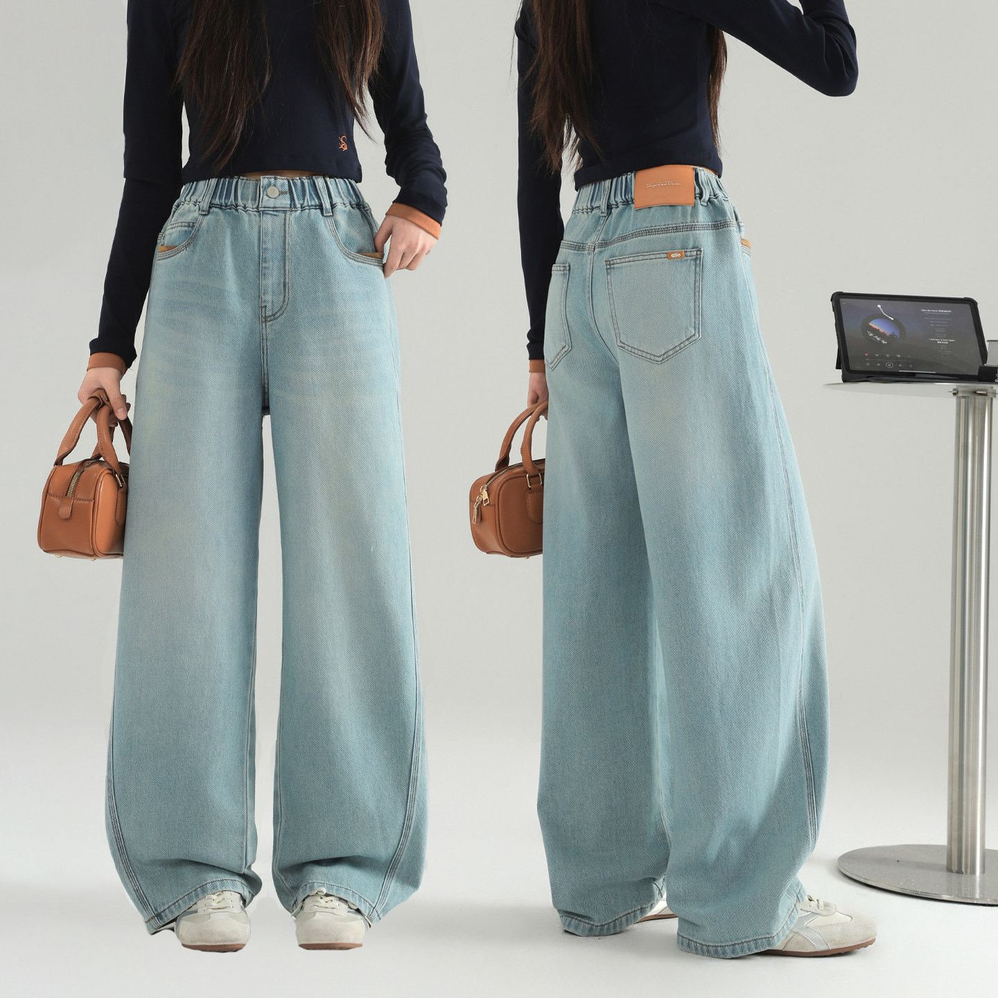 骄骄虎女童牛仔裤2026春季新款初中生高中生直筒裤休闲长裤子9031