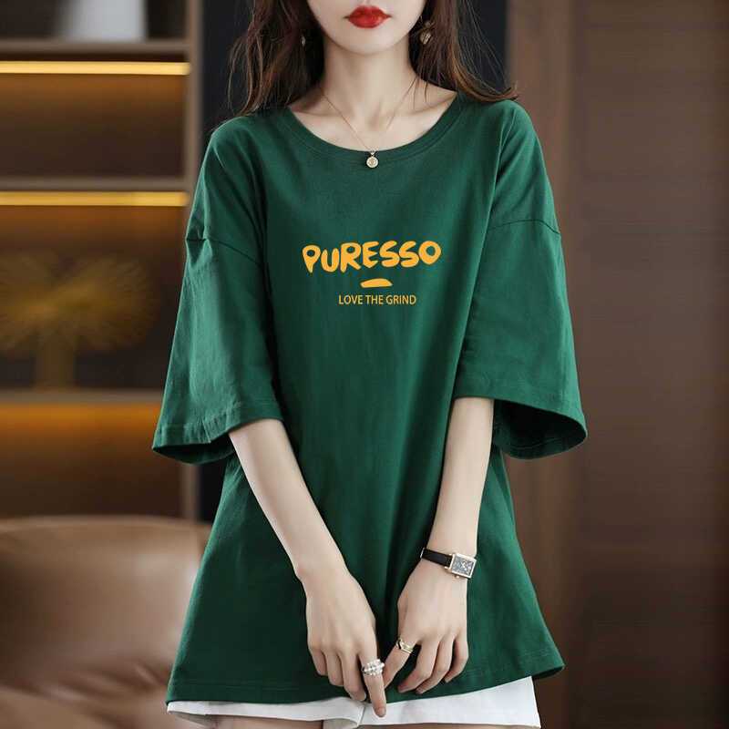 字母印花中长款遮屁股大码时尚