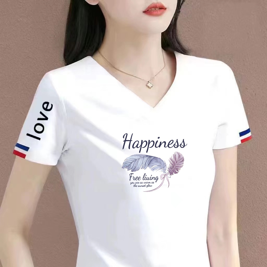 妈妈装外贸印花V领女韩版ins潮清仓捡漏休闲时尚上衣2025设计感