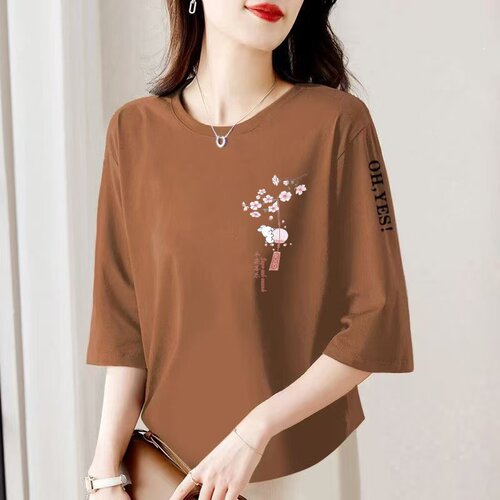 清仓捡漏外贸中老年妈妈装古风新中式妈妈装七分袖t恤女宽松上衣