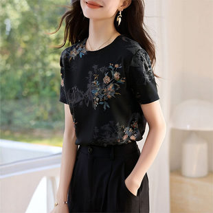 2026新款 正肩女t恤时尚 宽松印花短袖 女装 好看独特漂亮上衣服 夏季