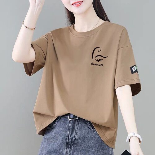 妈妈装中老年时尚夏季新款短袖t恤宽松大码减龄韩版休闲百搭上衣