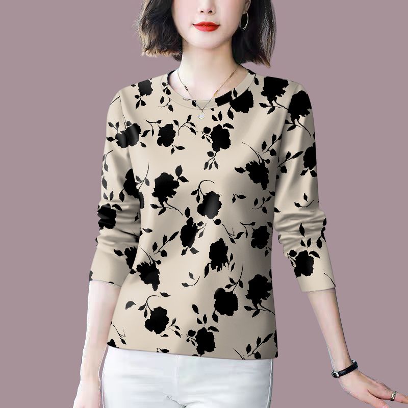 清仓捡漏外贸妈妈中老年时尚打底衫秋季减龄长袖遮肚T恤女上衣潮