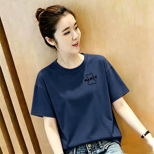 清仓捡漏正肩休闲简约印花t恤女短袖2026夏新款宽松百搭体恤上衣