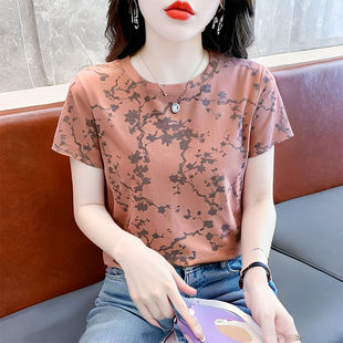 减龄好看 夏季 夏日上衣 宽松时尚 女t恤2026新款 薄款 洋气妈妈短袖