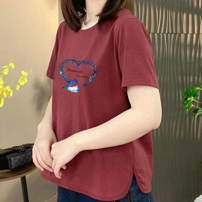 通勤印花短袖T恤女宽松显瘦