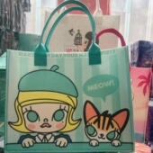 通勤大容量手提包 泡泡玛特联名撞色ins风毛毡包便携式 Molly 新款