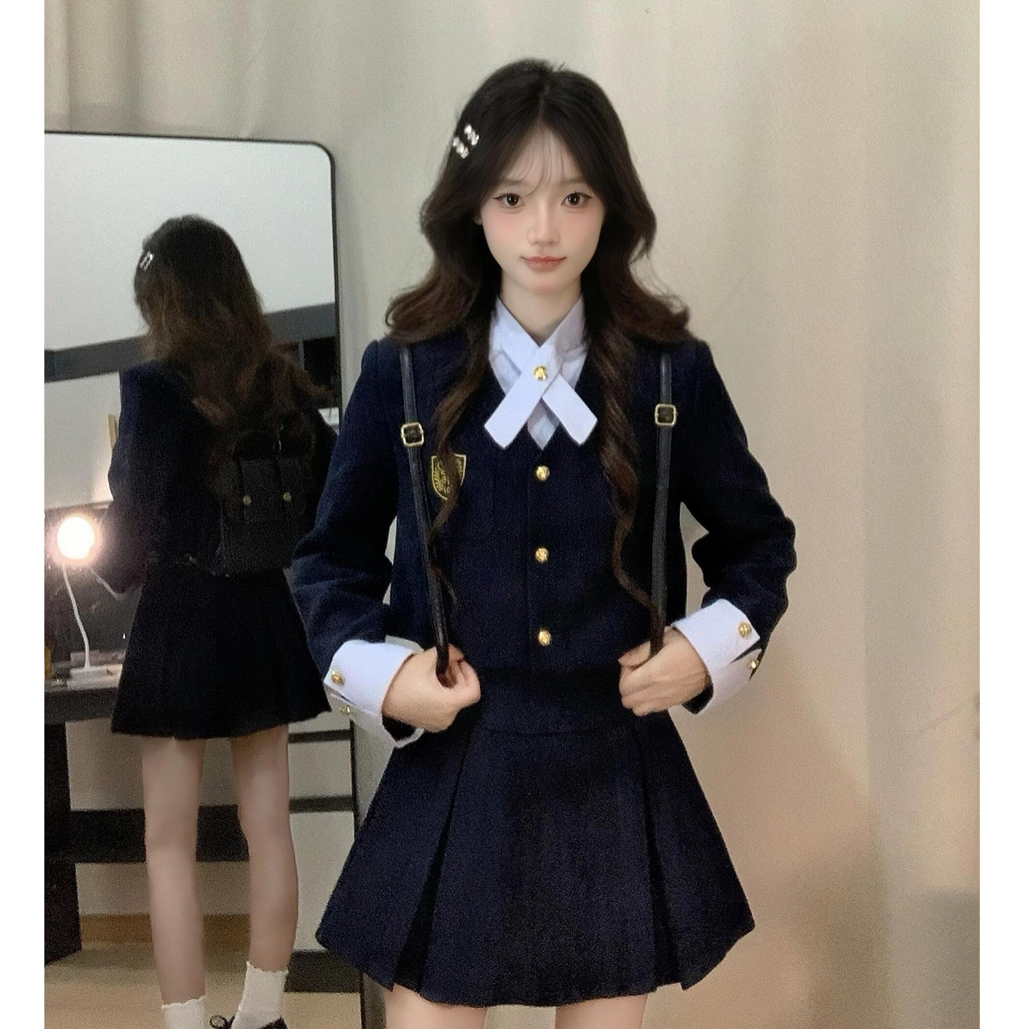 富家千金小香风连衣裙子女秋冬季高级感早秋套装英伦风穿搭一整套