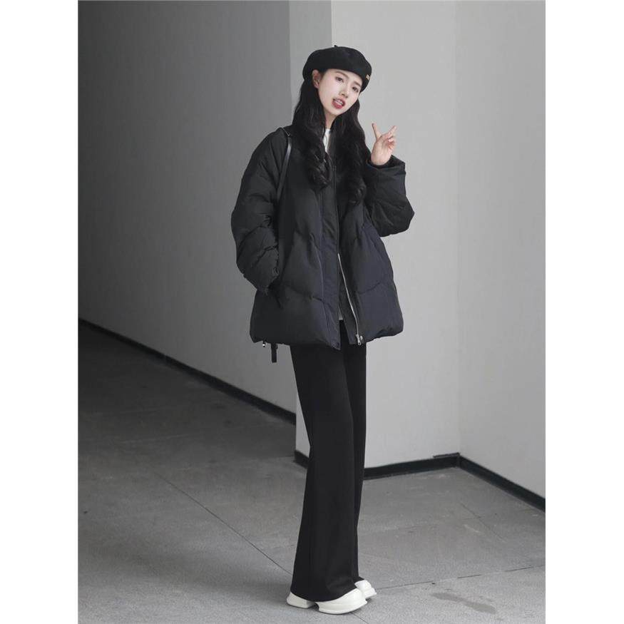 黑色高级感韩系羽绒服女款冬季2025新款小个子保暖面包服棉袄外套