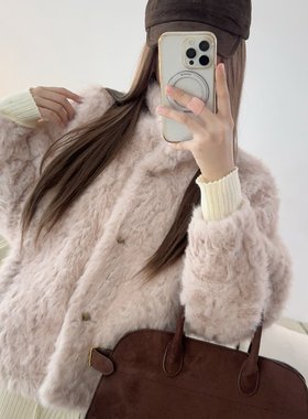 楚楚 奥斯汀少女 小湖羊翻领环保皮草女冬羊羔毛皮毛一体毛毛外套