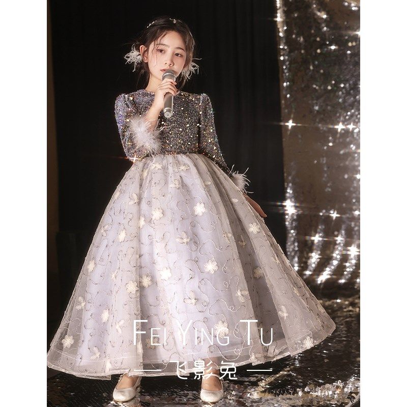 优选女童礼服裙高端轻奢小众儿童钢琴主持人O演出服冬季春晚绝美