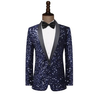 优选亮片西装 歌手舞台表演合唱主持人艺考礼服走 h外套演出服男士