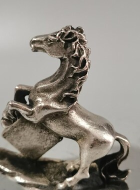 优选实心白铜马到成功奔跑w马马生肖家居店铺酒柜桌面马摆件