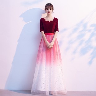 优选大合唱演出服女长裙新u款 成人礼 主持人中学生合唱团艺考长款