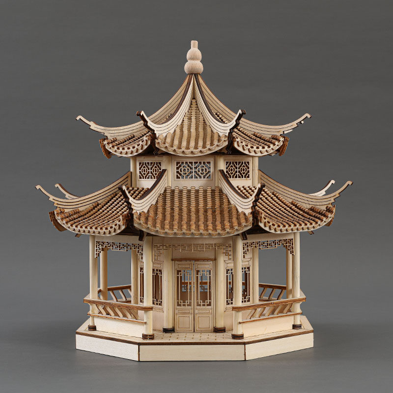 精选新中式禅意古建筑八角亭摆设客D厅玄关软装饰电视柜博古架书,家居饰品,桌面摆件,淘宝优惠券,粉丝福利购,淘宝优惠卷