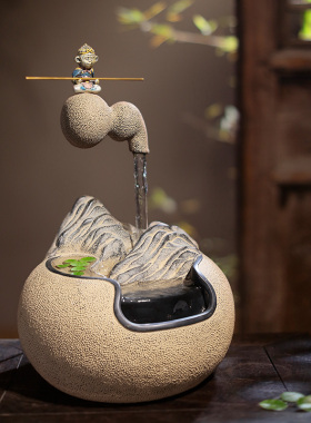 精选新中式悬壶流水m摆件家居禅意空间茶室书房办公室桌面X创意循