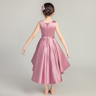 优选女童晚礼服公主裙无袖 t缎面儿童钢琴演出服模特走秀表演服装