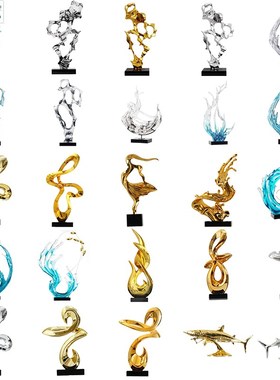 精选新中式假山i轻奢酒店售楼处雕塑艺术品简约现代抽象透明树脂