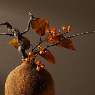 精选形上陶瓷小花瓶冯哲元灼w色龙蛋粗陶手作仿真花器新中式插花