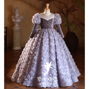 优选儿童礼服轻奢小n众高端晚会主持人钢琴演奏绝美女童公主裙冬