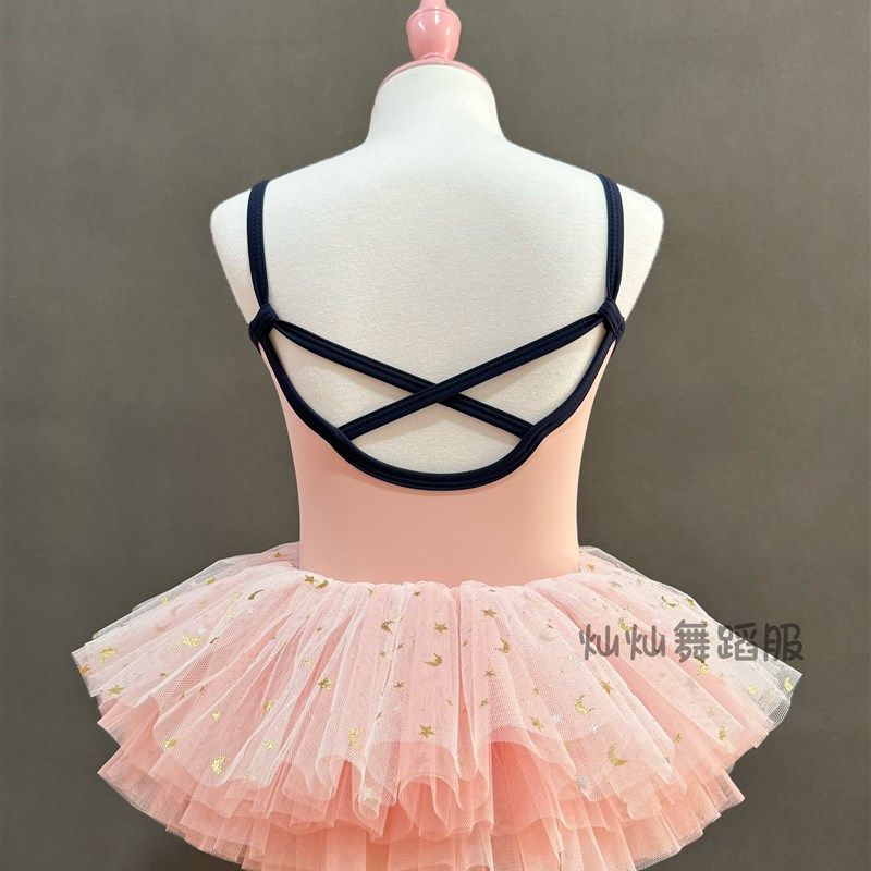 优选新款儿童吊带连n体服蓬蓬裙拼色民族舞芭蕾舞练功服考级服演