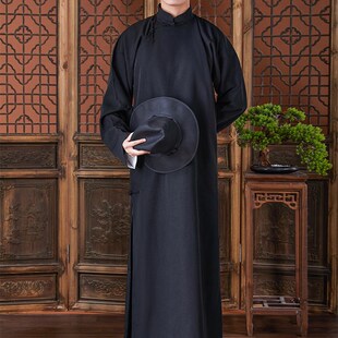 长袍马褂中式 大码 伴郎服复古中国Y风相声大褂 男民国男装 优选长衫