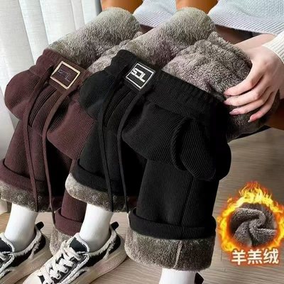 【买一送一】男士韩版秋冬加绒加厚灯芯绒外穿保暖羊羔绒直筒卫裤