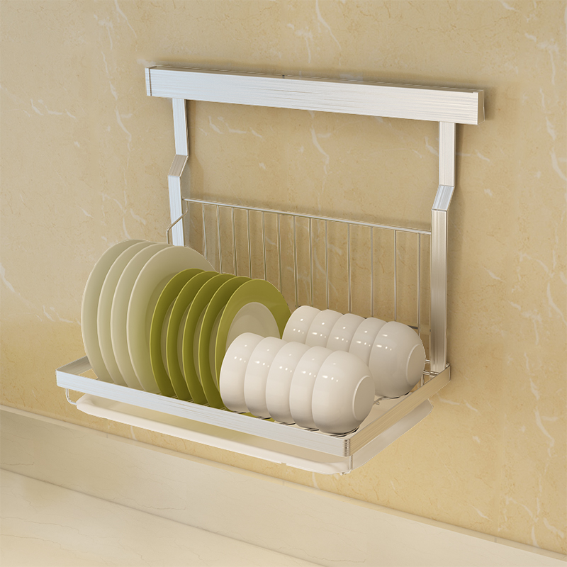 304不锈钢碗碟架壁挂免打孔